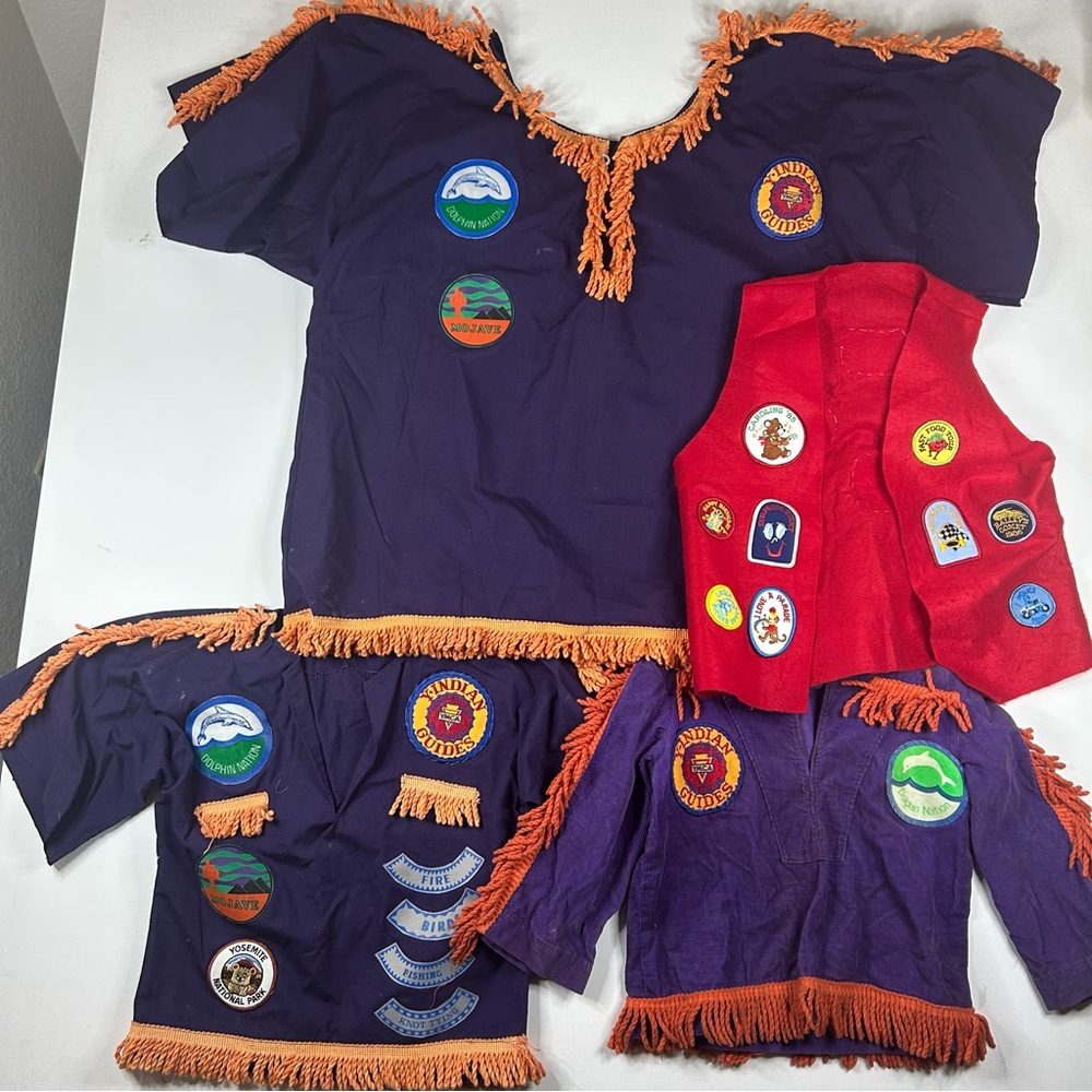 Vintage Lot 70s-90s YMCA Indian Guides Girl Adult Scout Indian Princess Jackets